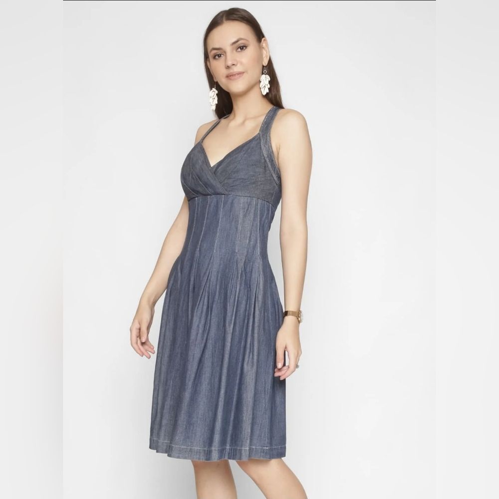 dressbarn denim dress | Dresses | Womensnwt Dressbarn Aline Cross Strap it’s ideal for pairing Colour:WALNUT Capri jeans Boho Mini Dress Sheer Long Sleeve Blush